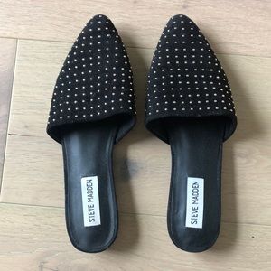 Steve Madden Black Studded Mules